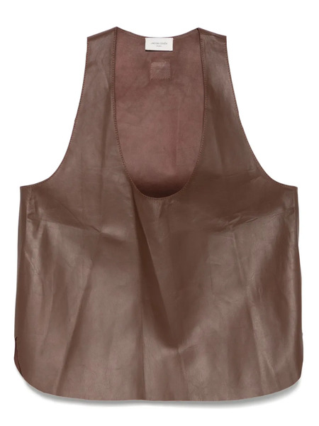  Jacob Cohën Leather Vest - Brown 