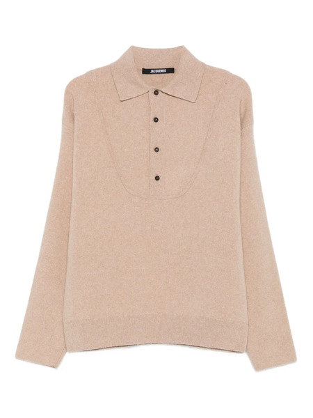  Jacquemus Buttoned Polo-neck Sweater - Neutrals 