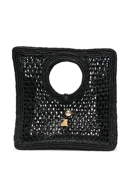 Jacquemus Circular-handle Raffia Tote Bag - Black 