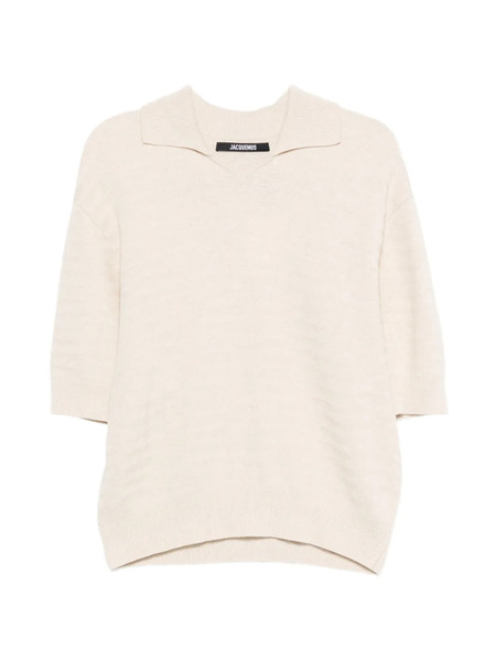  Jacquemus Collar Short-sleeve Sweater - Neutrals 