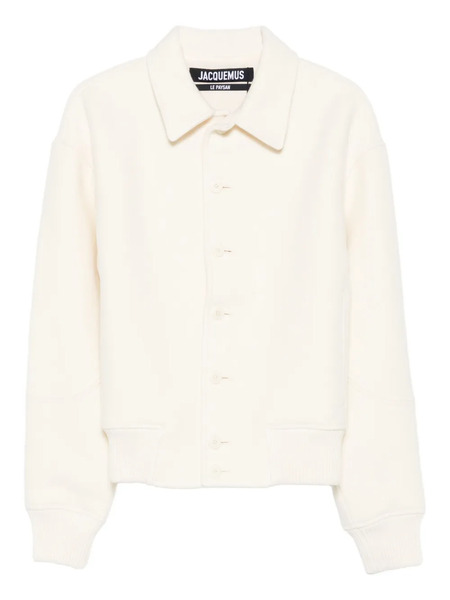  Jacquemus Felt Wool Bomber Jacket - White 