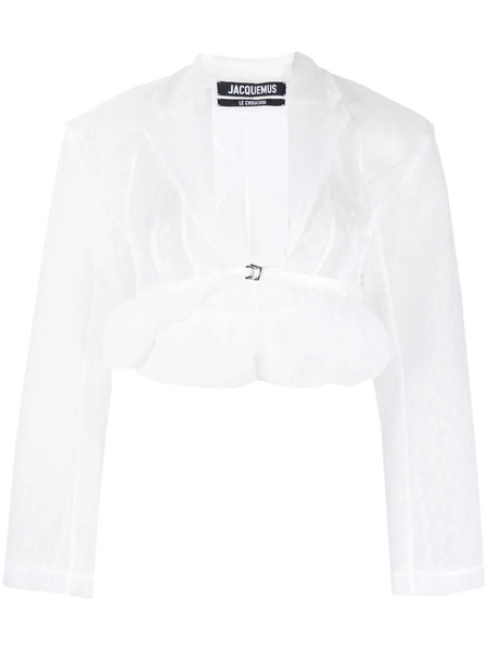  Jacquemus La Veste Dentelle Cropped Jacket - White 