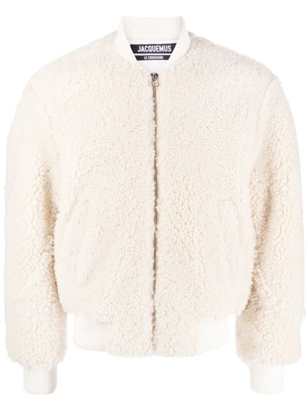  Jacquemus Le Blouson Pilou Shearling Bomber Jacket - White 