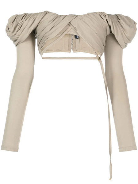  Jacquemus Le Haut Spalla Off-shoulder Blouse - Neutrals 