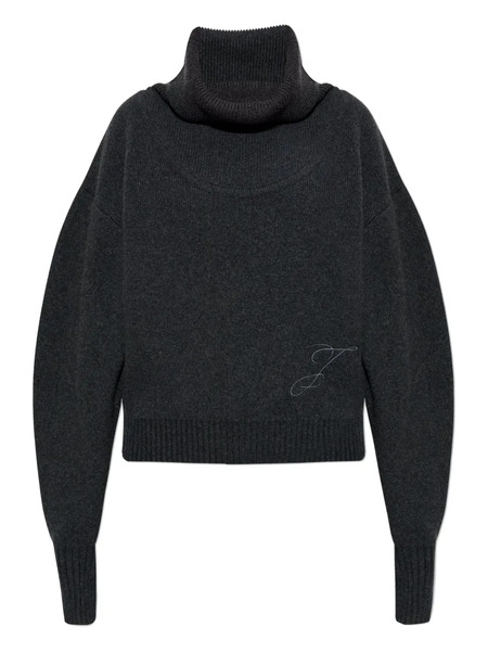  Jacquemus Pallone Turtleneck Embroidered Sweater - Grey 