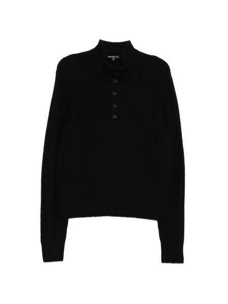  James Perse Lightweight 1/4 Button Jumper - Black 