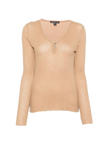  James Perse Ribbed Henley Top - Neutrals 