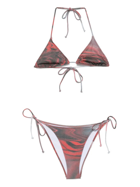  Jean Paul Gaultier Blurry Roses Triangle Bikini - Red 
