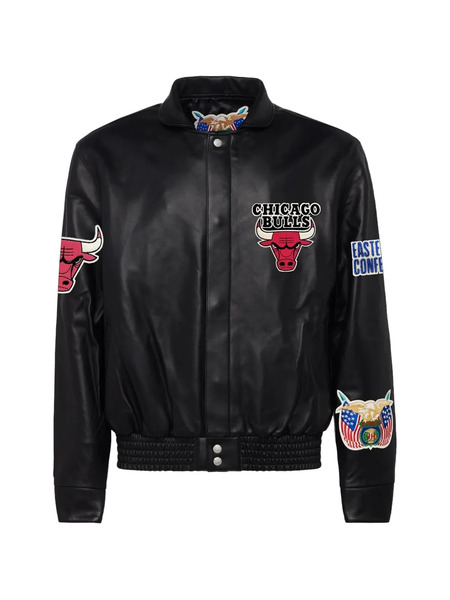  Jeff Hamilton Chicago Bulls Leather Bomber Jacket - Black 