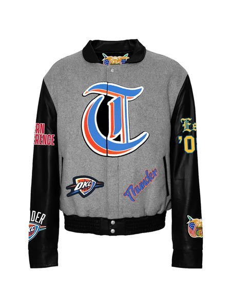  Jeff Hamilton Oklahoma City Thunder Varsity Jacket - Grey 