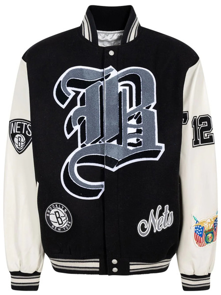  Jeff Hamilton X Brooklyn Nets grey/white Bomber Jacket 