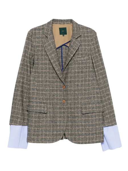  Jejia Check-pattern Contrast-cuff Blazer - Grey 