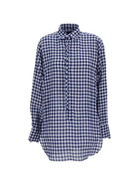  Jejia Ruffled Checked Shirt - Blue 