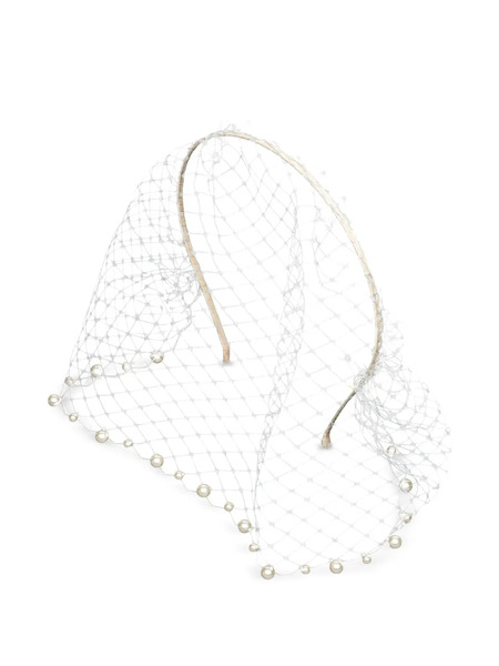  Jennifer Behr Perline Voilette Embellished Veil - White 