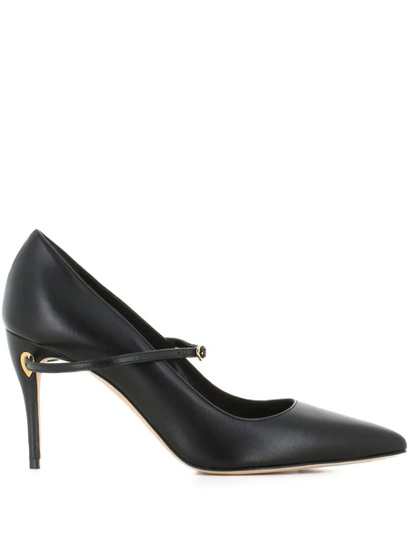  Jennifer Chamandi 85mm Lorenzo Strap Pointed Pumps - Black 