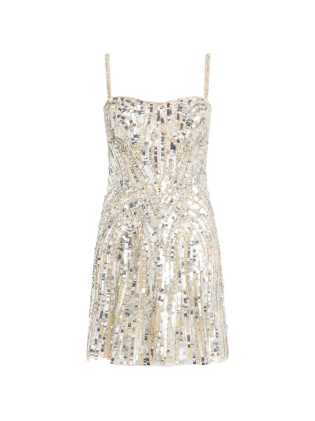  Jenny Packham Sequin-embelished Mini Dress - Silver 