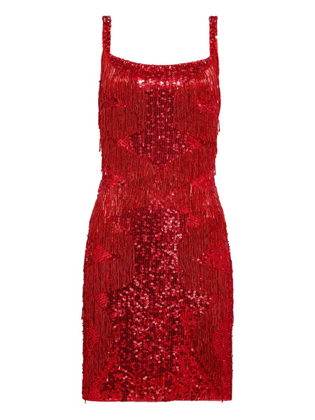  Jenny Packham Tina Sequin Fringe Mini Dress - Red 