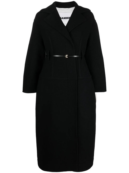  Jil Sander Belted Wool Coat - Black 
