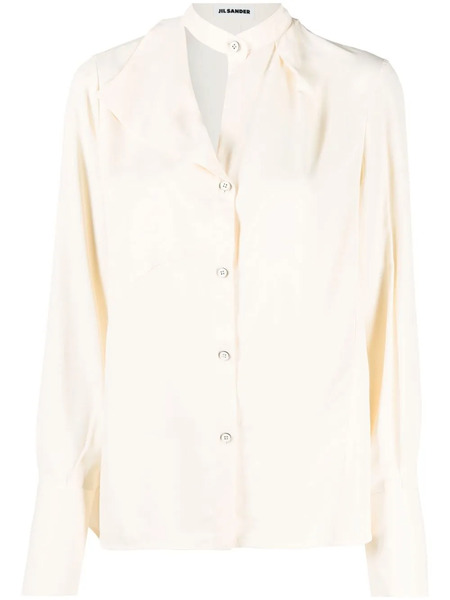  Jil Sander Button-front Satin Shirt - Neutrals 