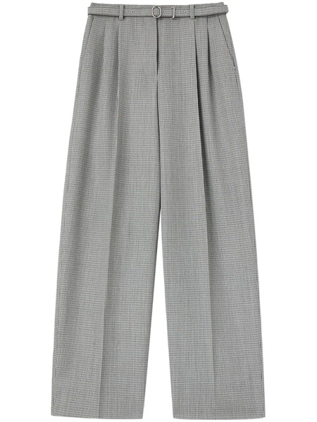  Jil Sander Checked Virgin-wool Palazzo Pants - Grey 
