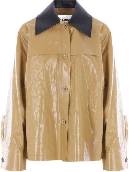  Jil Sander Coated Linen Jacket - Brown 