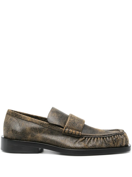  Jil Sander Cracked-effect Loafers - Brown 