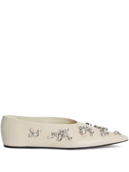  Jil Sander Crystal-embellished Pointed-toe Ballet Flats - Neutrals 