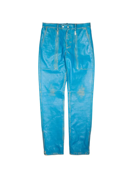  Jil Sander Distressed Biker Leather Shorts - Blue 