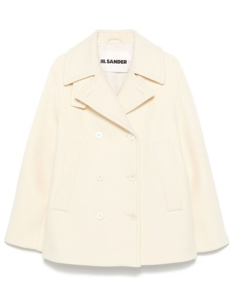  Jil Sander Double-breasted Wool Peacoat - Neutrals 