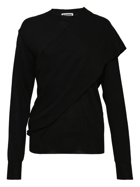  Jil Sander Draped-panel Sweatshirt - Black 