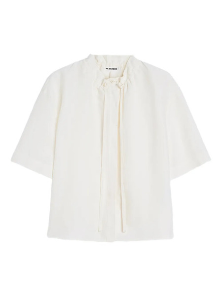  Jil Sander Drawstring Collar Short-sleeve Blouse - White 
