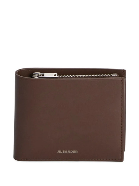  Jil Sander Embossed Zipped Leather Wallet - Brown 