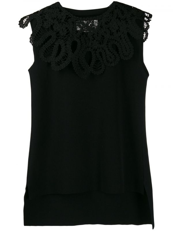  Jil Sander Embroidered Sleeveless Top - Black 