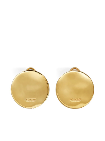  Jil Sander Engraved-logo Round Earrings - Gold 