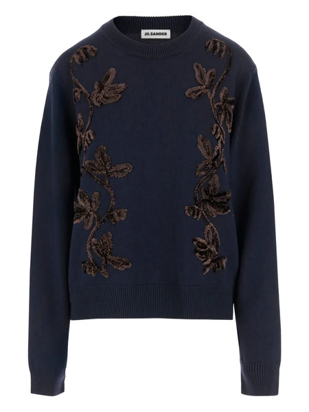  Jil Sander Floral-embroidered Sweater - Blue 