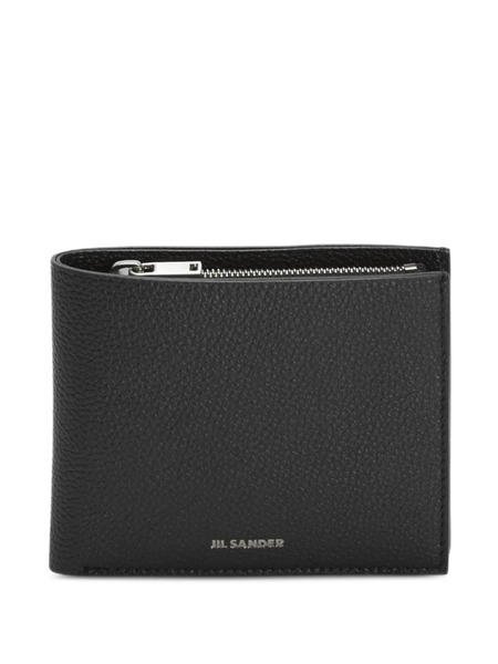  Jil Sander Grained Embossed Logo Leather Wallet - Black 