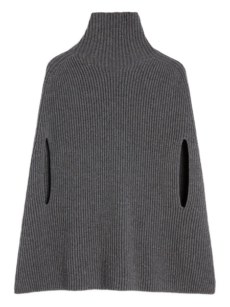  Jil Sander High-neck Ribbed Cape - Grey 