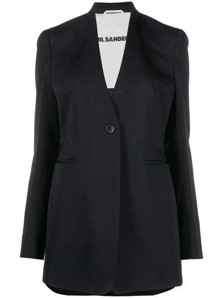  Jil Sander Lapelless Single-breasted Blazer - Black 