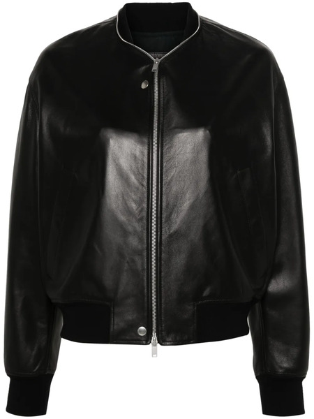  Jil Sander Leather Bomber Jacket - Black 