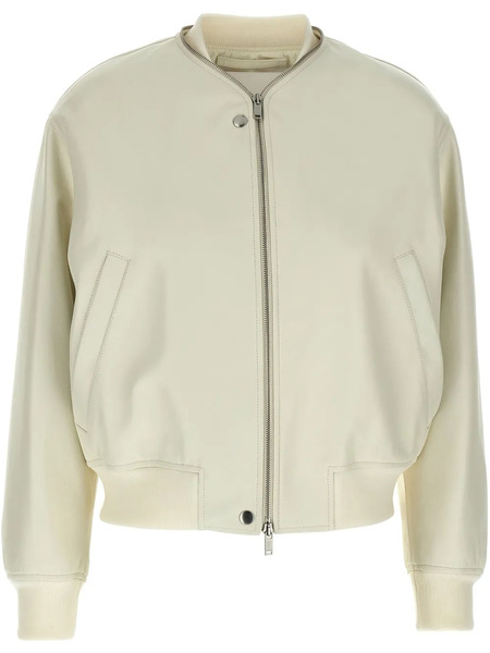  Jil Sander Leather Bomber Jacket - Neutrals 