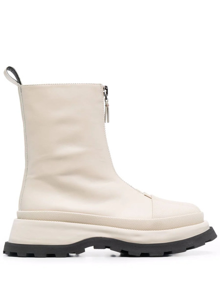  Jil Sander Leather Front-zip Ankle Boots - Neutrals 