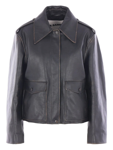  Jil Sander Leather Jacket - Black 