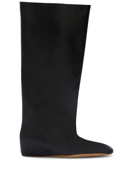  Jil Sander Leather Knee Boots - Black 