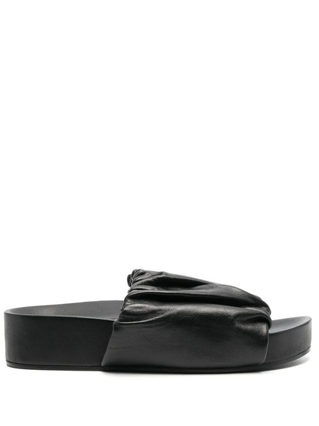  Jil Sander Leather Platform Sandals - Black 
