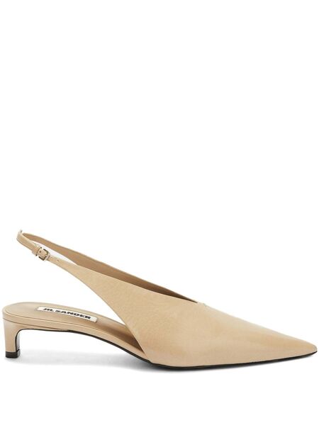  Jil Sander Leather Slingback Pumps - Neutrals 