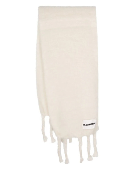  Jil Sander Logo-patch Chunky-knit Scarf - White 