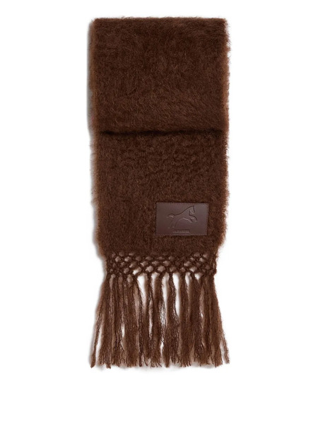  Jil Sander Logo-patch Fringed Scarf - Brown 