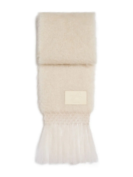  Jil Sander Logo-patch Fringed Scarf - Neutrals 