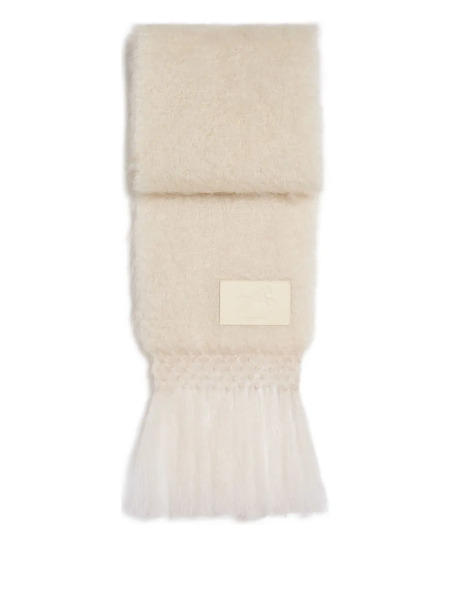  Jil Sander Logo-patch Fringed Scarf - Neutrals 