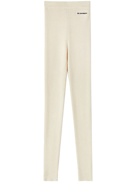  Jil Sander Logo-patch Knitted Leggings - Neutrals 